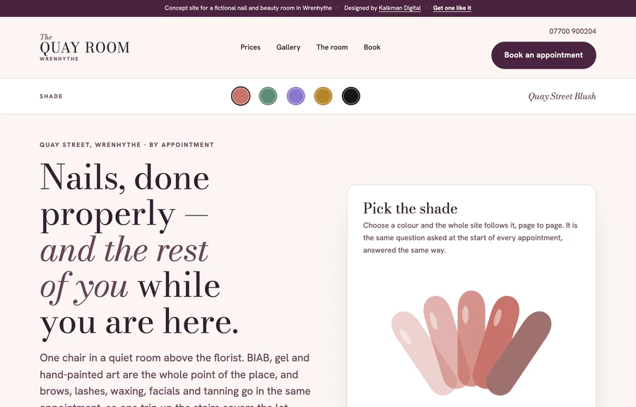 The home page of the The Quay Room site