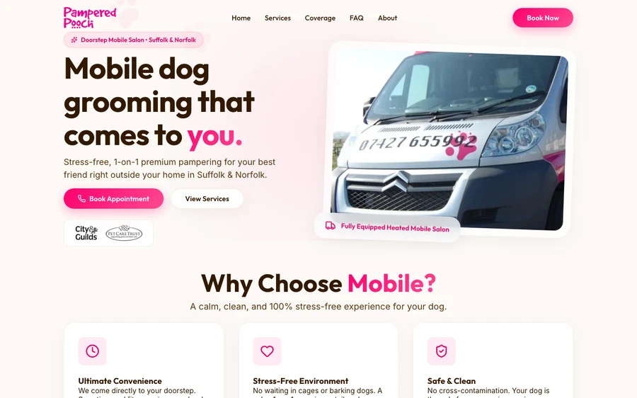 Pampered Pooch website